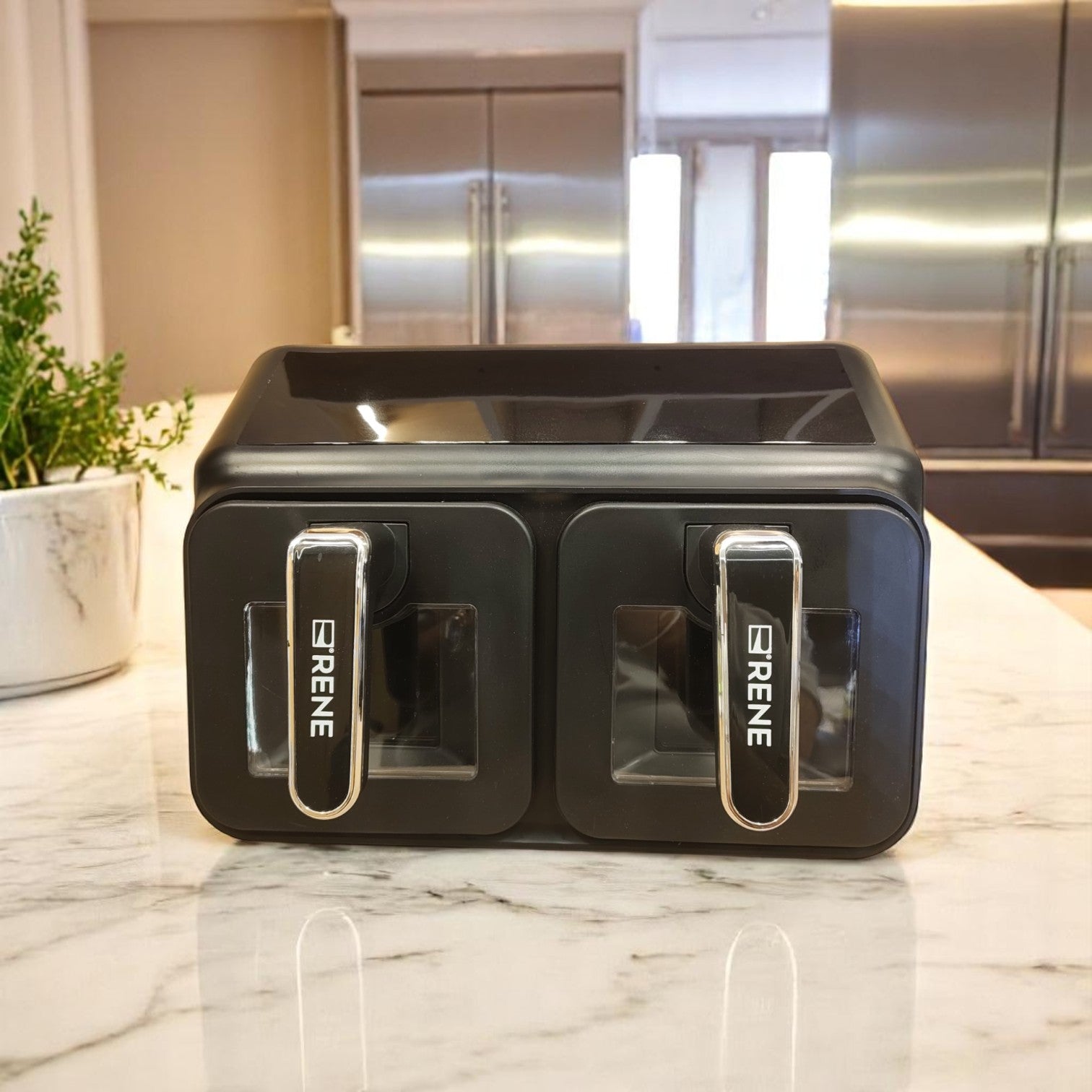 4L + 4L double pot air fryer cooking two meals