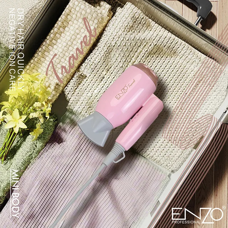 ENZO EN-608 Mini Travel Hair Dryer – Compact & Professional Salon-Quality Blower