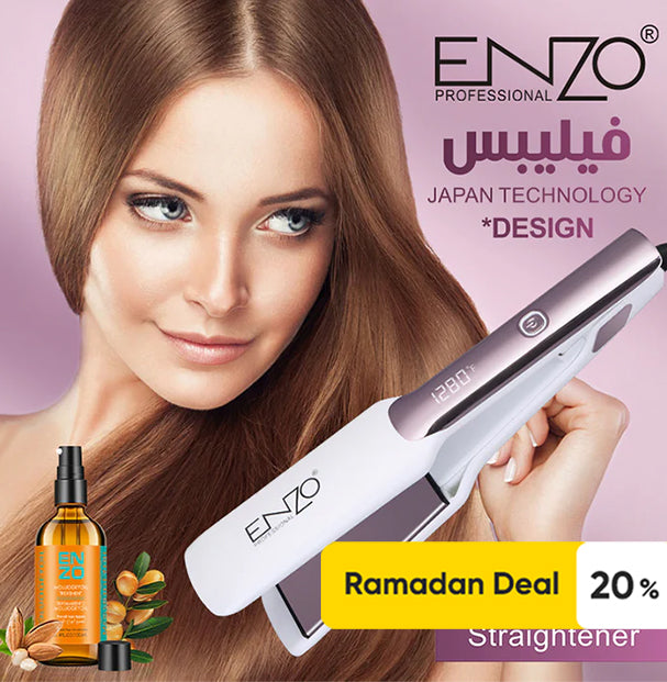 مكواة فرد الشعر الاحترافية الرقمية EN-3850 من ENZO ذات التسخين السريع وتصميم فاخر