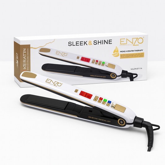 ENZO EN-5111A Professional Hair Straightener – Titanium-Infused Plates with LCD Display and Adjustable Temperature
