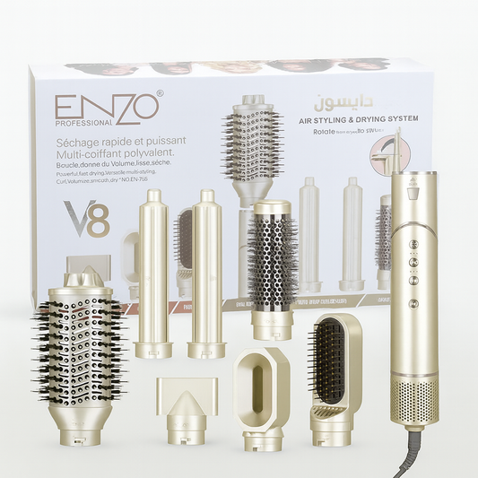 ENZO EN-755 7-in-1 V8 Hair Styler, Hair Dryer, Volumizer, Curler & Straightening Brush Multifunctional Set