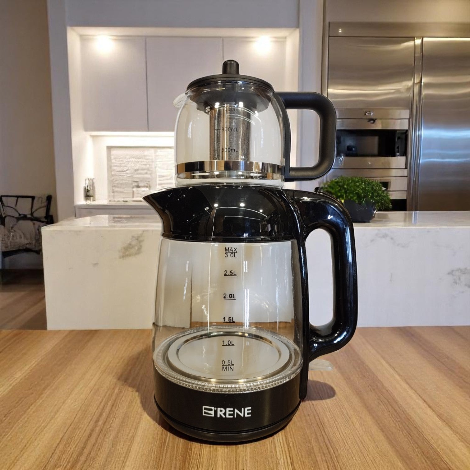 Rene RTM 1708 Tea Maker Pro – 3.0L Kettle with 1.0L Glass Teapot