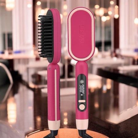 ENZO EN-4102 Max Ionic Hair Straightening Brush with ceramic bristles and LCD display