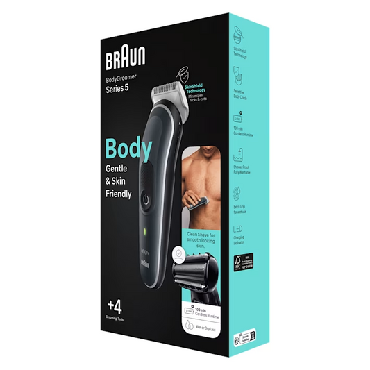 Braun Body Groomer BG5360 – Full Body Grooming with SkinShield Technology, Waterproof, 100-Min Runtime, 4 Tools