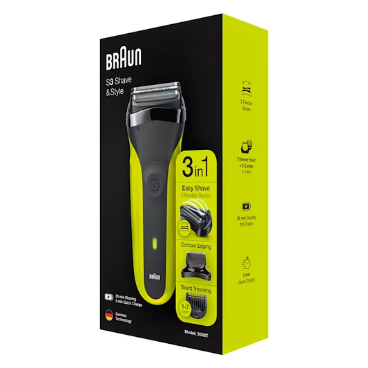 Braun Series 3 Shave & Style 300BT – 3-in-1 Electric Shaver & Beard Trimmer with 5 Combs