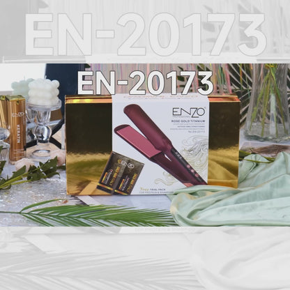 ENZO EN-20173 High Quality Custom logo LCD Flat Iron Hair Straightener Titanium Flat Irons Wide Plate Hair Straightener