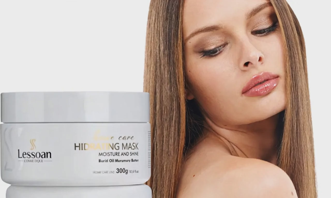 Load video: Lessoan Deep Repair Hair Mask – Intense Hydration &amp; Reconstruction with Buriti Oil, Murumuru, Hydrolyzed Collagen &amp; Keratin (For All Hair Types)(250ML)