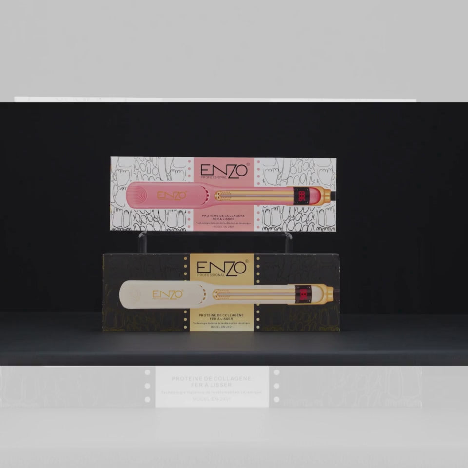 Load video: Enzo EN-2401 Hair Straightener Fast Heat Up, Adjustable Temperature &amp; Ergonomic Design