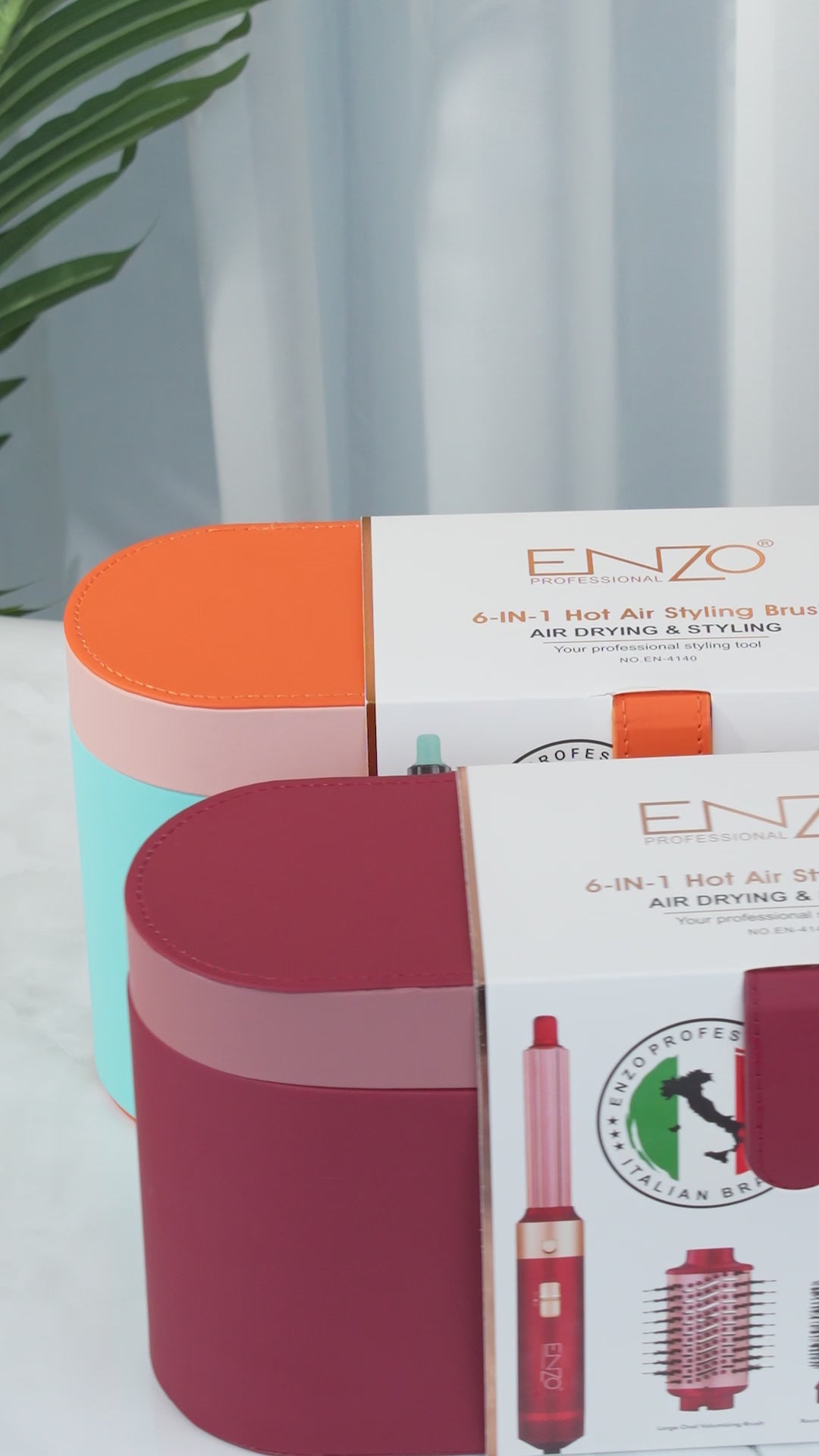 Load video: ENZO EN-4140 6-in-1 Hair Styler – Multi-Function Dryer, Straightener &amp; Curler