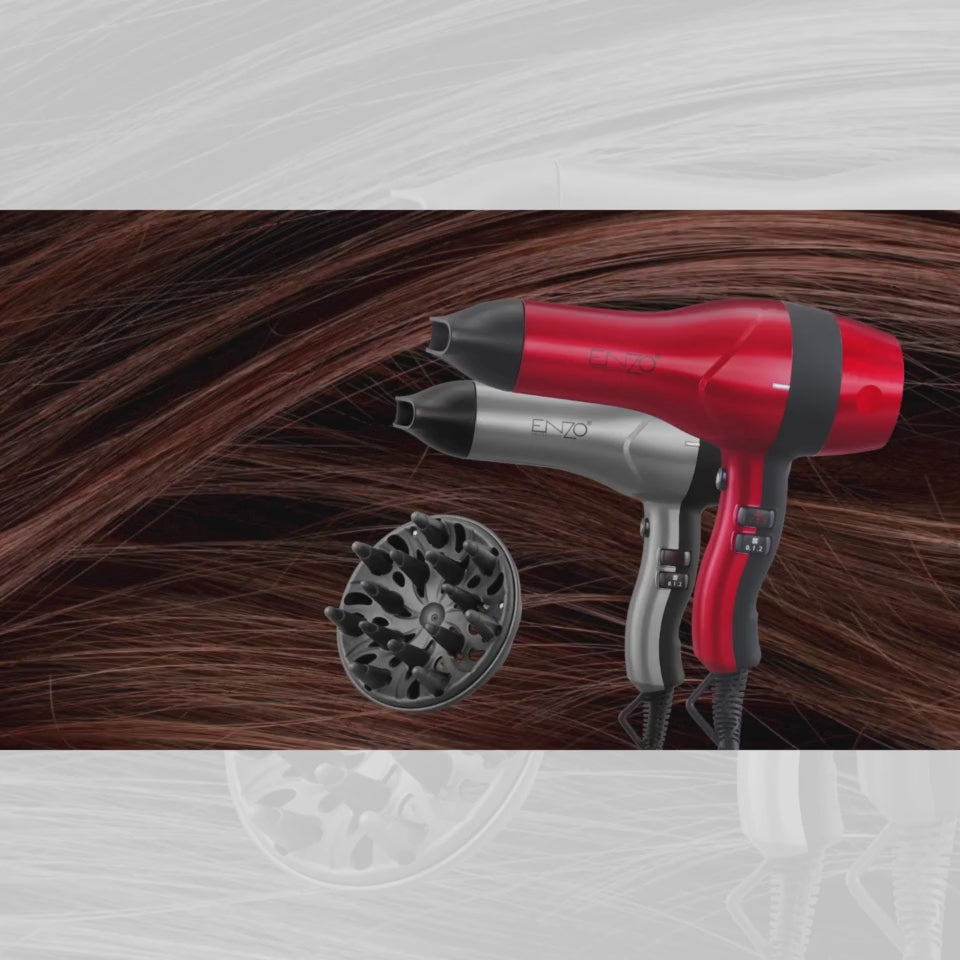 Load video: ENZO EN-6030 Portable Mini Lightweight Electric Fast Dry Hair Professional Hair Dryer For Home Traveling Hotel Blower