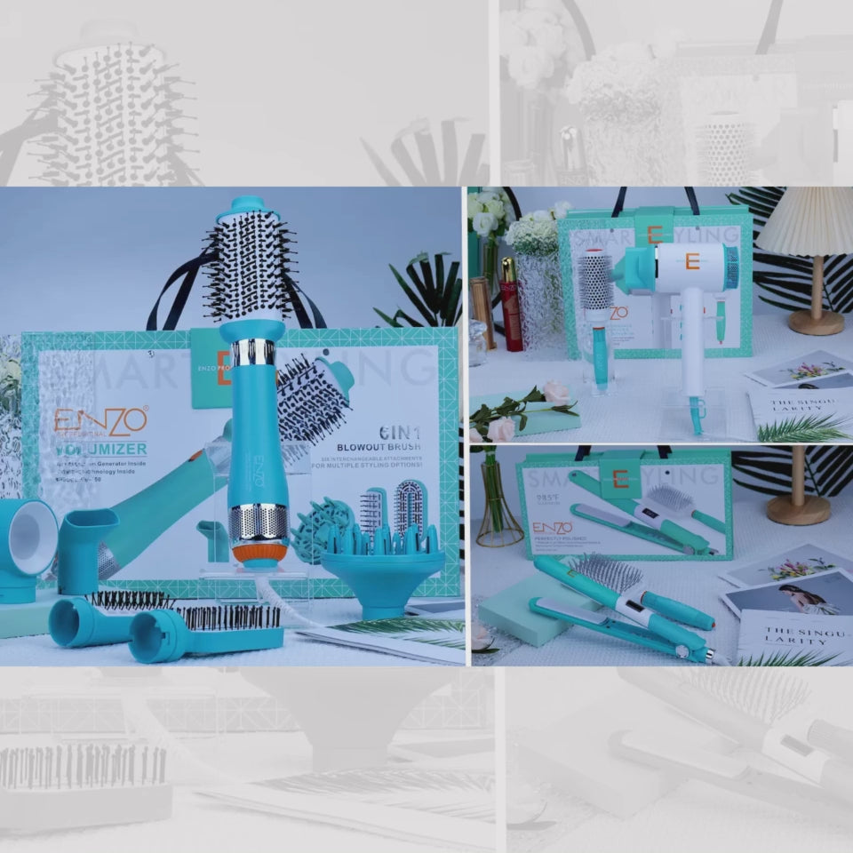 ENZO EN-1291S 2-in-1 Portable Hair Brush Hot Iron – Airbag Comb