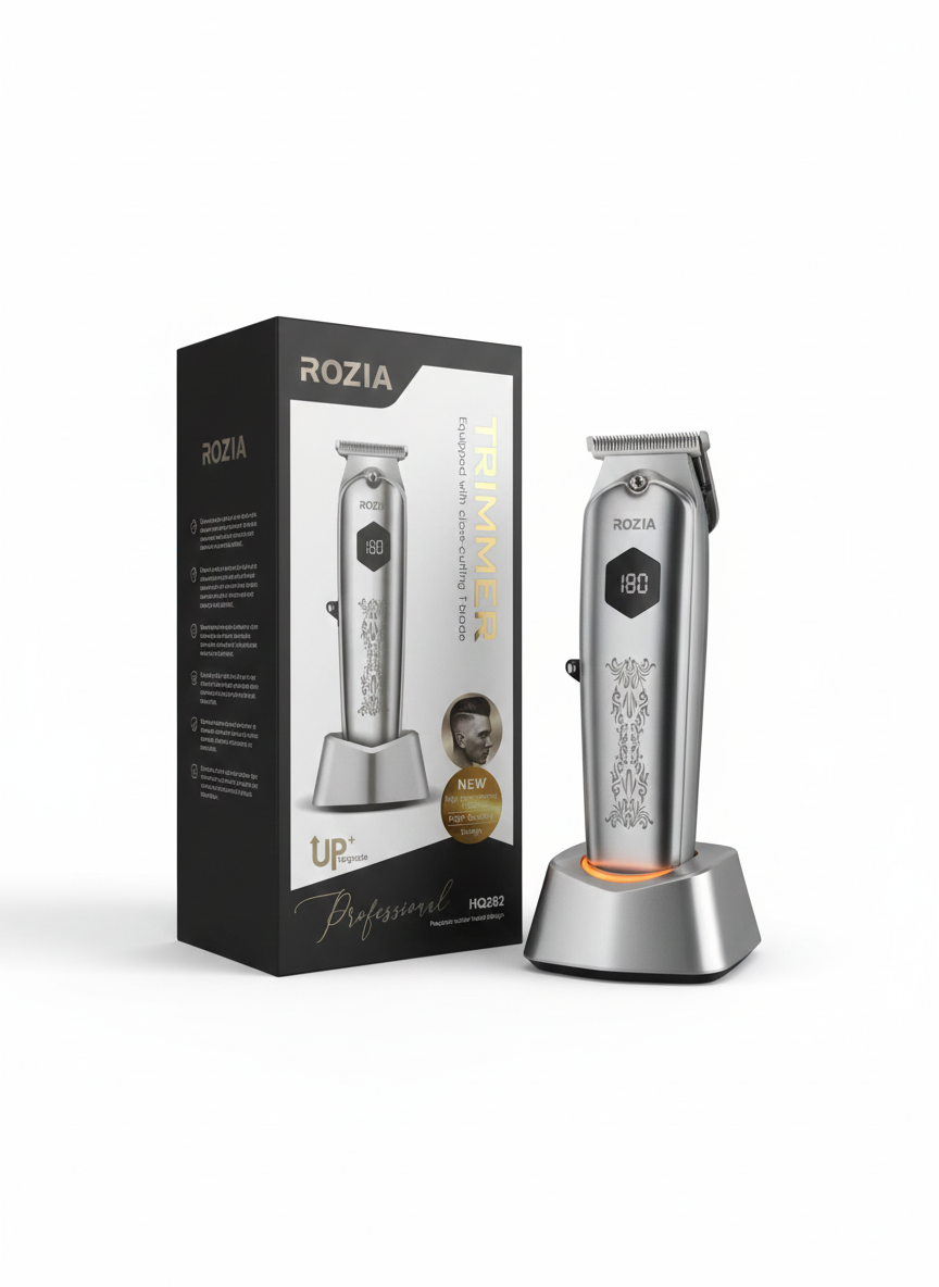 ROZIA HQ282 Professional T-Blade Trimmer – High-Performance Precision Hair & Beard Trimmer with LED Display