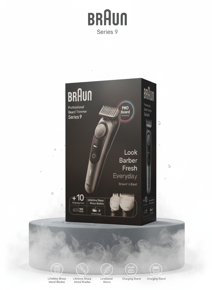 Braun BT9420 Professional Beard Trimmer – UltraSharp Blades, Precision Dial, Li-Ion Battery & 100-Min Runtime
