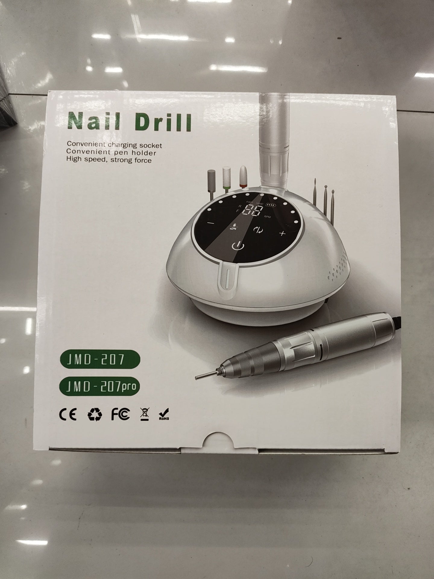 JMD-207 Pro High-Speed Nail Drill – Strong Motor, Convenient Charging Socket & Pen Holder | Professional Electric File