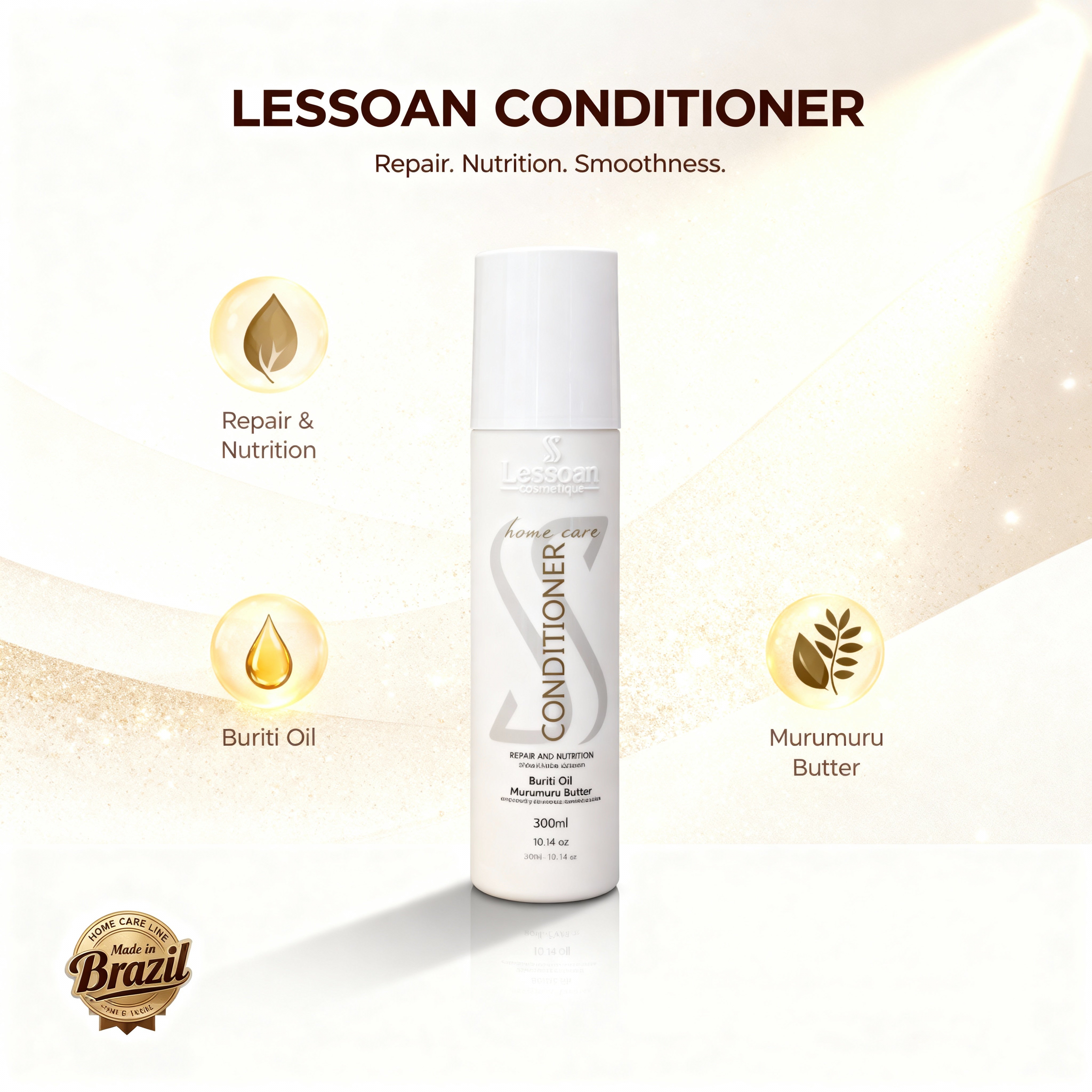 Lessoan Post-Chemical Conditioner – Hydrating & Revitalizing Formula with Buriti Oil, Murumuru Butter & Hydrolyzed Collagen (For All Hair Types)(300ML)