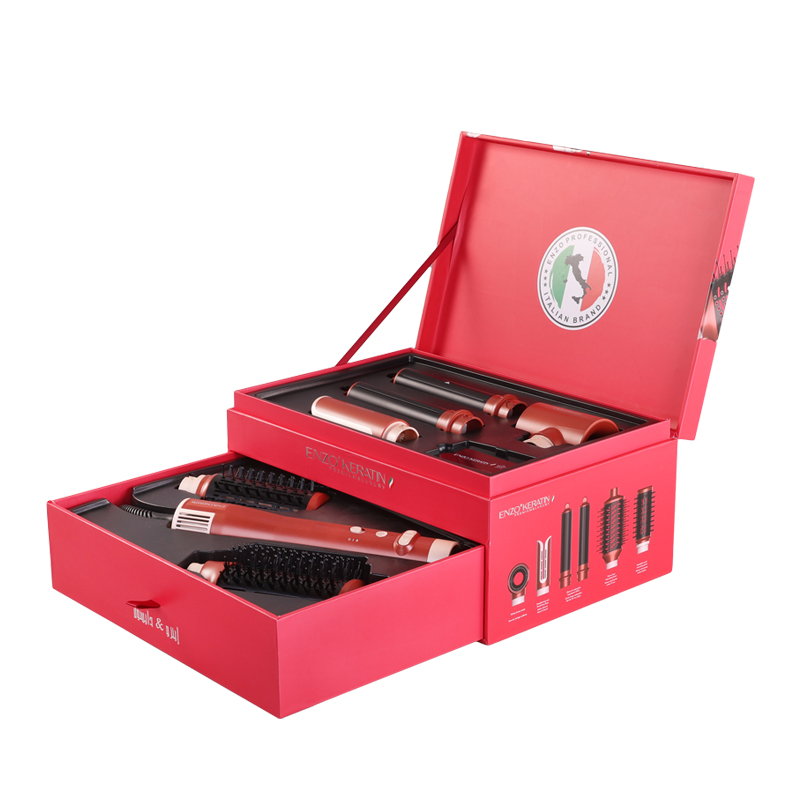 ENZO Keratin B2 6-in-1 BLDC Hair Styling Kit – 130,000 RPM Motor | Professional Hot Air Brush, Curling Rods & Volumizing Nozzles