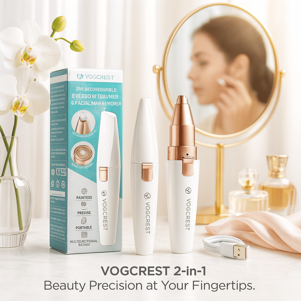 Rechargeable 2-in-1 Eyebrow Trimmer & Facial Hair Remover for Women – Painless Hair Removal with Built-in LED Light