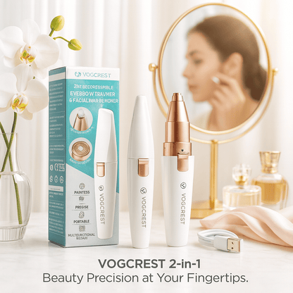 Rechargeable 2-in-1 Eyebrow Trimmer & Facial Hair Remover for Women – Painless Hair Removal with Built-in LED Light