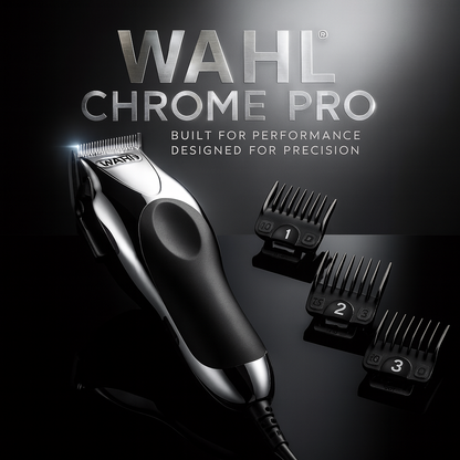 Wahl Chrome Pro Hair Clipper – Model 79524-5201 – Corded Clipper with Cordless Battery Trimmer