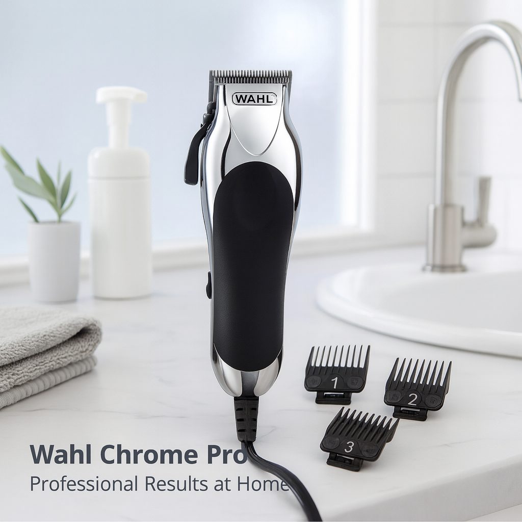 Wahl Chrome Pro Hair Clipper – Model 79524-5201 – Corded Clipper with Cordless Battery Trimmer