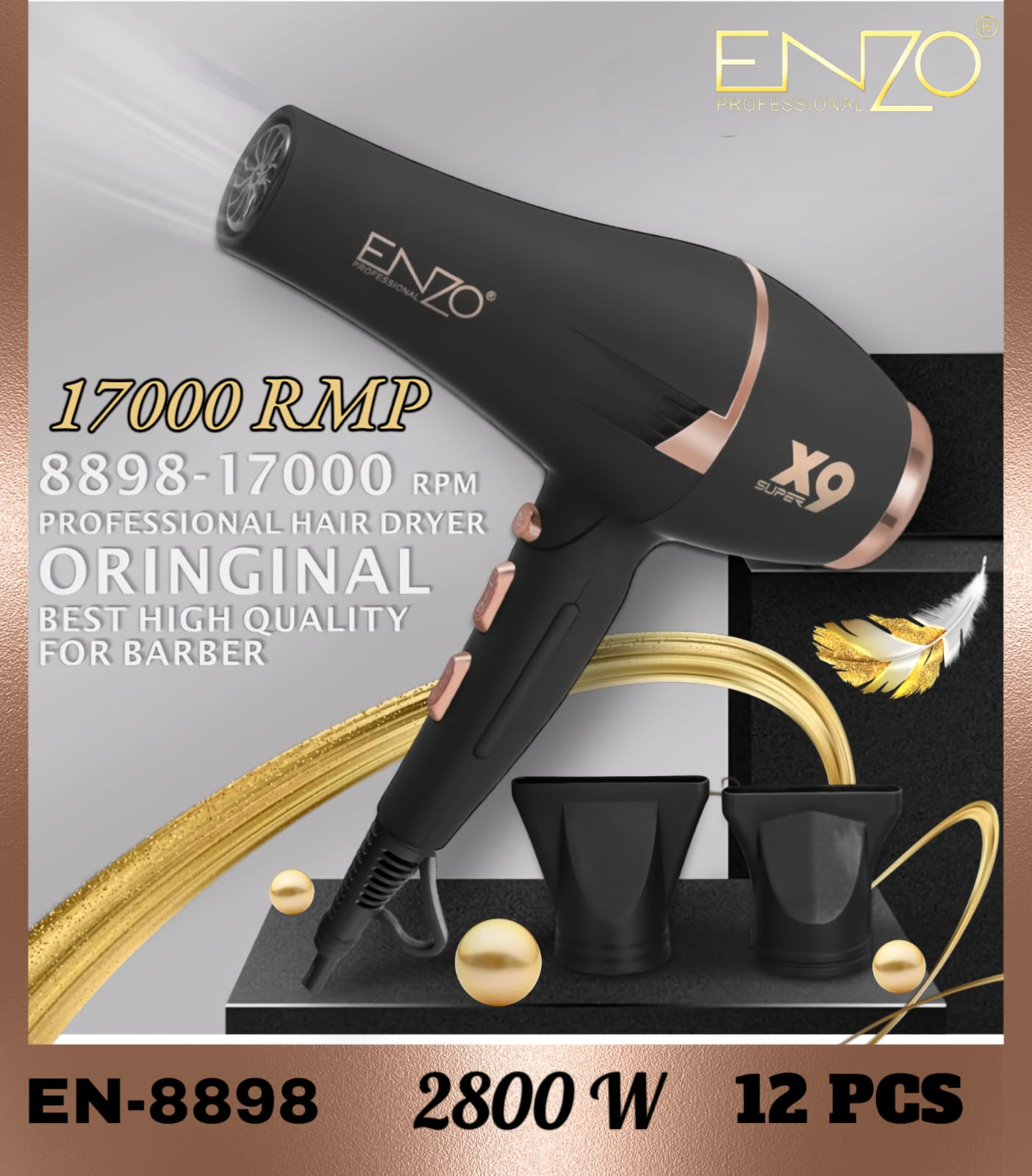 ENZO EN-8898 Professional Hair Dryer: Salon-Quality Results – Afaq