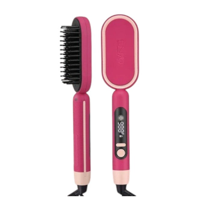 ENZO EN-4102 Max-3 Ionic Hair Straightening Brush – Professional Anti-Frizz Hair Styler with Fast Heating & Ceramic Bristles
