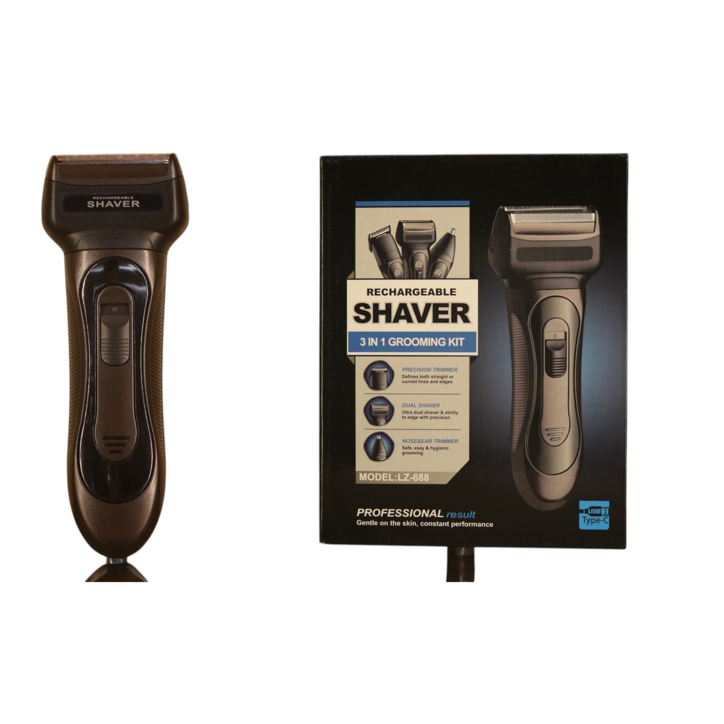 Rechargeable 3-in-1 Grooming Shaver for Men